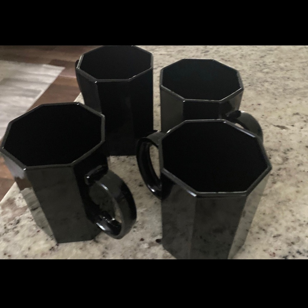 Set of 8 vintage Arcoroc black mugs